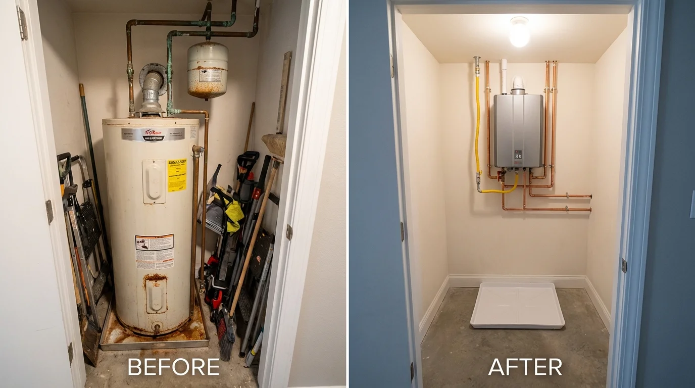 Tank water heater versus wall-mounted tankless unit comparison for Nortonville, KY homeowners